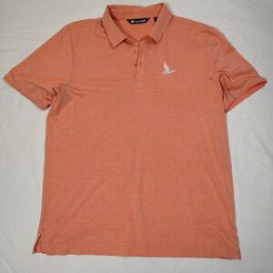 Travis Mathew Polo Shirt Mens Large Orange Heathered Short Sleeve Golf Bird Logo